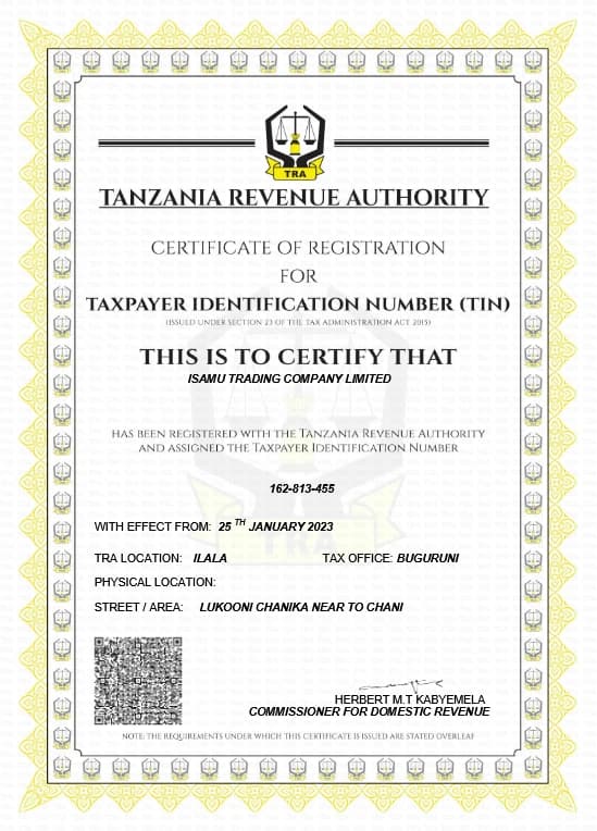 TIN Certificate